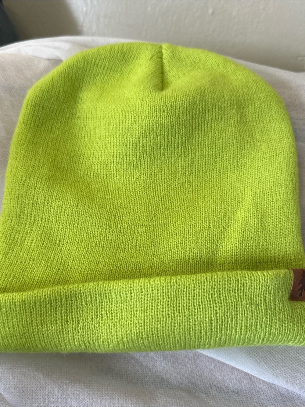 Unisex adult High-Visibility Neon Green Knit Beanie skater streetwear winter